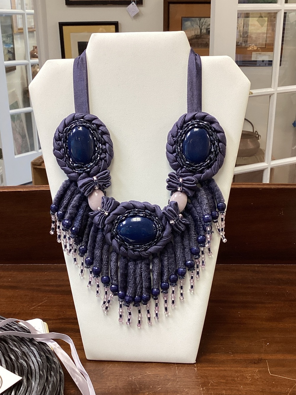 Emporia Armani Felt and Satin necklace - adjustable - best with blue jeans ever!
